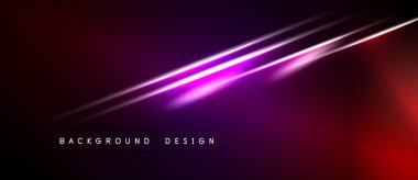 Karanlık arkaplan üzerine soyut neon çizgiler. Gradyan renkler dinamik görsel efekt yaratır. Sunumlar ve pankartlar için modern tasarım ögesi.