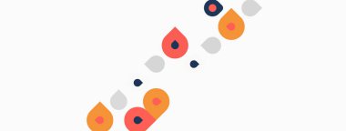 Soyut şekiller, turuncu, mavi, gri noktalar çapraz desen oluşturur. Minimalist tasarım, temiz arkaplan, basit geometri.