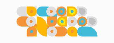 Abstract geometric shapes, orange, blue, gray. Minimalist design, flat illustration, playful composition, modern aesthetic. Simple forms create visual interest.