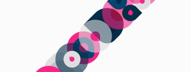 Soyut daireler çakışıyor, renkli çapraz desenler oluşturuyor. Gözlükler pembe, mavi, gri, mor. Minimalist tasarım, basit şekiller.