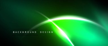 Soyut yeşil neon çizgiler dinamik akış yaratır. Koyu arkaplan parlak eğrileri, modern tasarım elementini vurgular.