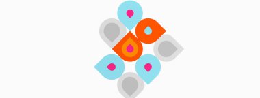 Soyut renkli daireler çakışıyor, geometrik desenler yaratıyor. Hafif arka planı olan basit bir tasarım. Modern, eğlenceli estetik..