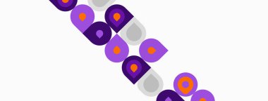 Soyut desen mor, turuncu daireler, çapraz düzenleme içerir. Minimalist tasarım, temiz estetik, basit şekiller mevcut..