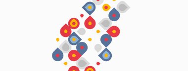 Soyut desenler renkli daireler, farklı boyutlarda, üst üste binen şekiller içerir. Arkaplan beyaz görünüyor, canlı bir görsel etki yaratıyor..