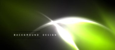 Soyut yeşil ışık parlamaları, pürüzsüz eğimler, koyu arkaplan. Dijital projeler ve sunumlar için modern tasarım ögesi.