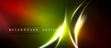 Soyut enerjik tasarım. Renkler karışıyor, dinamik ışık efektleri yaratıyor. Neon hatları kesişiyor, modern görsel element oluşturuyor..