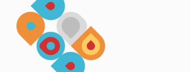 Renkli soyut şekiller oyuncu bir tasarım oluşturur. Harfler çakışıyor, dinamik görsel etki yaratıyor. Basit geometri, modern estetik.