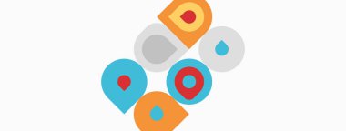 Renkli soyut şekiller D harfi oluşturur. Üst üste binen daireler, kareler, canlı renkler dizayn edilir. Basit, modern estetik..