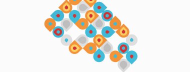 Soyut model. Tekrarlayan şekiller, daireler, kareler, turuncu, mavi, bej. Minimalist tasarım, basit geometri, temiz estetik.