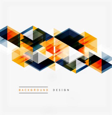 Soyut geometrik desen. Turuncu, gri, siyah şekiller üst üste binerek dinamik görsel doku oluşturuyor. Modern tasarım ögesi.