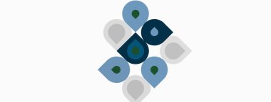 Soyut tasarım kıvrımlı şekilleri tekrarlayan özellikler. Mavi, gri, beyaz renkler kompozisyona hakim. Minimalist estetik, geometrik desenler mevcut.