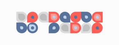 Soyut geometrik desen. Daireler, kareler, dikdörtgenler eğlenceli tasarım yaratır. Pastel renkler kompozisyona hakim. Minimalist estetik.