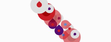 Soyut tasarım özellikleri üst üste biniyor. Renkler kırmızı, mor, pembe, beyaz. Minimalist kompozisyon, basit şekiller, modern estetik..