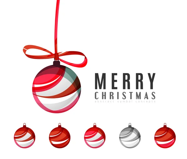 Conjunto de ícones de bola de Natal abstratos, conceitos de logotipo de negócios, design geométrico moderno limpo — Vetor de Stock