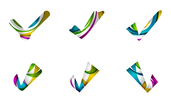 Sada abstraktní Ok a klíště ikony, obchodní logotyp pojmy, čistý moderní geometrické konstrukce — Stockový vektor