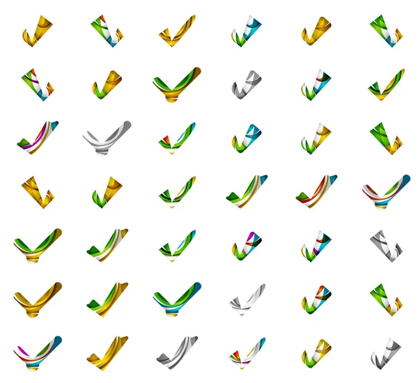 Conjunto de iconos abstractos OK y tick, conceptos de logotipos de negocio, diseño geométrico moderno y limpio — Archivo Imágenes Vectoriales