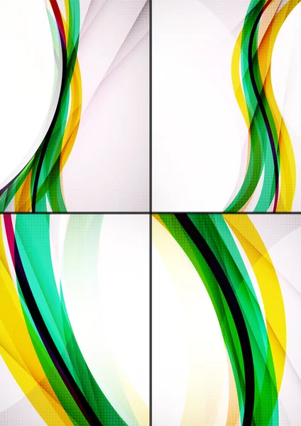 Set di sfondi astratti. Eleganti linee colorate decorate e onde con copyspace per il tuo messaggio — Vettoriale Stock