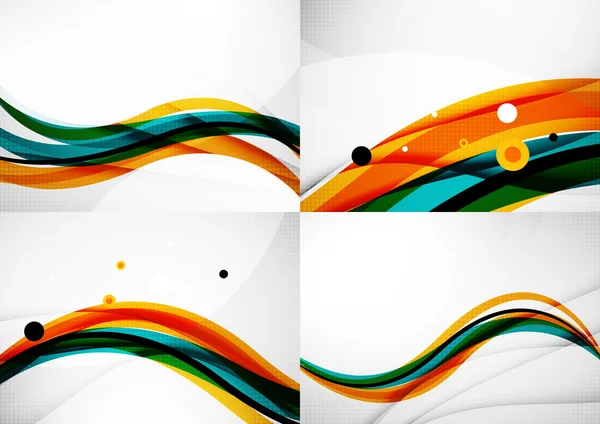 组的抽象背景。典雅的多彩装饰的线条和波与 copyspace 为您的消息 — 图库矢量图片