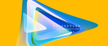 Soyut geometrik şekiller örtüşerek, sarı arkaplanda canlı mavi gradyanlar oluşturur. Modern tasarım elementleri teknoloji ve yenilik öneriyor.