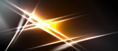 Soyut parlak çizgiler kesişiyor, dinamik enerji yaratıyor. Altın parıltı arka planda baskın gelir. Modern tasarım ögesi.