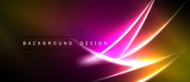 Canlı, soyut bir arkaplan. Renkler karışıyor, dinamik ışık çizgileri oluşturuyor. Dijital projeler için modern tasarım ögesi.