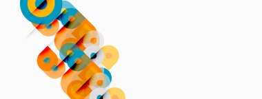 Soyut renkli metin tasarımı. Üst üste binen katmanlar dinamik görsel etki yaratır. Modern estetik, basit arkaplan.