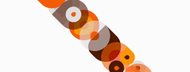 Soyut daireler üst üste binerek sıcak renk paleti oluşturuyor. Bej arka planlı minimalist tasarım. Geometrik şekiller basit bileşim sunar.