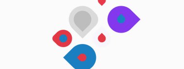 Soyut renkli şekiller beyaz arkaplanda yüzer. Basit tasarım, modern estetik, oyuncu kompozisyon.