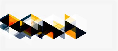 Soyut geometrik şekiller çakışıyor, dinamik görsel desen oluşturuyor. Sarı, siyah, gri tonlar kompozisyona hakim. Minimalist tasarım.