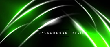 Soyut yeşil, siyah tasarım. Düz çizgiler dinamik akış yaratır, parlayan bir etki. Modern estetik, uygun arkaplan.