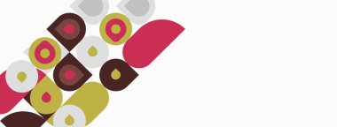 Soyut geometrik şekiller, daireler, yarım daireler, kahverengi, altın, pembe renkler. Minimalist tasarım, temiz çizgiler, modern estetik. Beyaz arkaplan baskın.