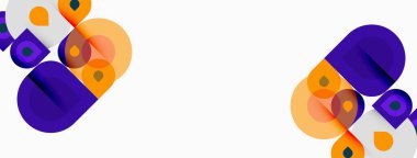 Soyut geometrik şekiller, mor, turuncu, beyaz arkaplan. Modern tasarım elementleri oyuncu kompozisyon oluşturur. Basit, temiz estetik..