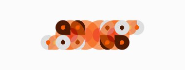 Soyut daireler üst üste binerek sıcak renk paleti oluşturuyor. Minimalist tasarım, modern estetik, basit şekiller mevcut..