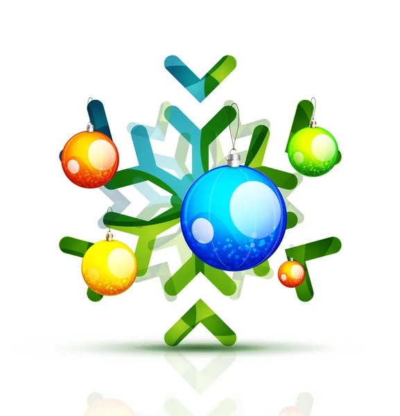 Christmas decorated modern snowflake icon — Stock Vector