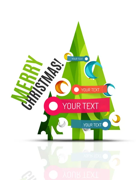 Merry Christmas tree med info papper klistermärken — Stock vektor