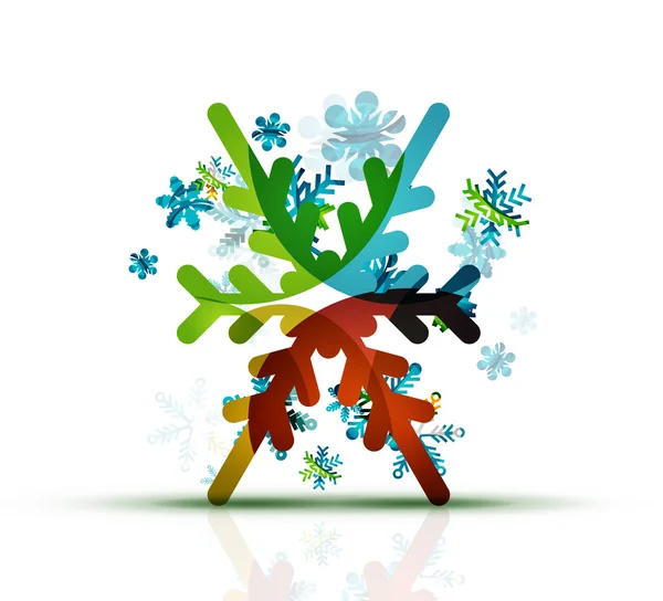 Kerstmis ingericht modern sneeuwvlok pictogram — Stockvector