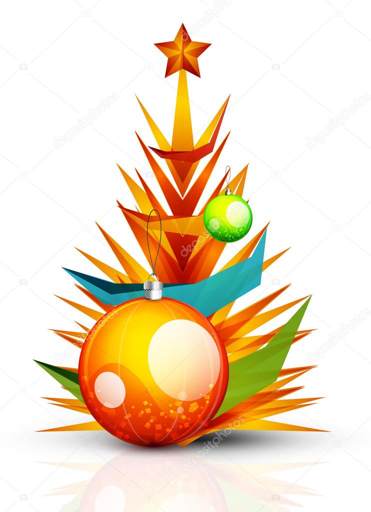 Merry Christmas tree, modern abstract geometric design