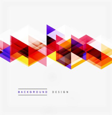 Soyut geometrik desen. Renkli üçgenler, dinamik görsel efekt oluşturur. Arkaplan ve sunumlar için uygun modern tasarım.