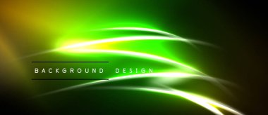 Soyut canlı yeşil arka plan. Düz çizgiler dinamik ışık efekti yaratır. Koyu kenarları parlak merkezi alanı çerçeveler. Modern tasarım ögesi.