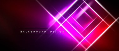 Canlı neon hatları kesişiyor, dinamik soyut bir zemin oluşturuyor. Pembe, mor renkler karanlık uzaya hükmediyor. Metin arkaplan tasarımı okur.