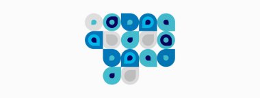 Soyut desenler üst üste binen daireler. Çeşitli tonlar mavi, gri, gri görsel doku oluşturur. Basit geometrik tasarım.