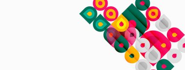 Soyut renk çakışan daireler, dikdörtgenler. Modern tasarım, canlı renkler, basit şekiller, temiz estetik. Minimalist kompozisyon.