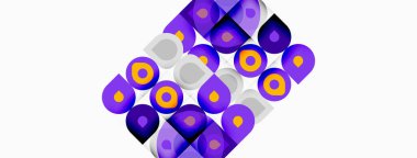 Soyut desen mor ve sarı şekilleri tekrarlıyor. Geometrik tasarım dinamik görsel doku yaratır. Minimalist kompozisyon, temiz estetik.