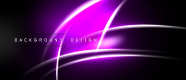 Siyah arkaplan üzerinde soyut mor neon çizgiler. Dijital projeler ve sunumlar için modern tasarım öğesi. Canlı, dinamik bileşim.