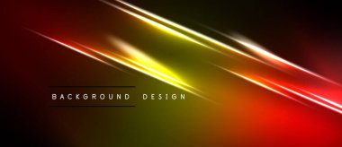 Soyut arkaplan canlı köşegenler içerir. Renkler kırmızı, turuncu, sarı renkten geçerek dinamik görsel efekt yaratıyor. Karanlık alanlar aydınlık çizgileri çerçeveler.