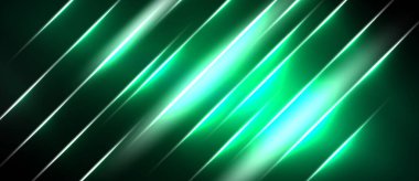 Soyut arkaplan köşegen çizgileri, parlak yeşil parıltı, koyu gölgeler içerir. Modern tasarım, enerjik his, basit kompozisyon..