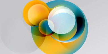 Soyut tasarım özellikleri üst üste binen renkli daireler. Gradyan renkler harmanlanarak, dinamik görsel efekt yaratır. Yumuşak ışıltı genel bileşimi güçlendirir.