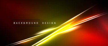 Soyut arkaplan parlak sarı, koyu renk üzerinde turuncu çizgiler içerir. Modern tasarım enerjiyi, hareketi, derinliği çağrıştırıyor.