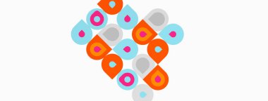 Renkli daireler üçgen desen oluşturur. Basit geometrik tasarım, modern estetik, düz çizim. Beyaz arkaplan karşıtlık sağlar.