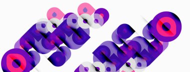 Soyut tipografi tasarımı. Mor, pembe renkler, dinamik görsel efekt oluşturur. Modern, sanatsal kompozisyon.